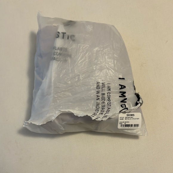 SKIMS Metallic Swim Cycle Suit in Nickel size M - Picture 10 of 12